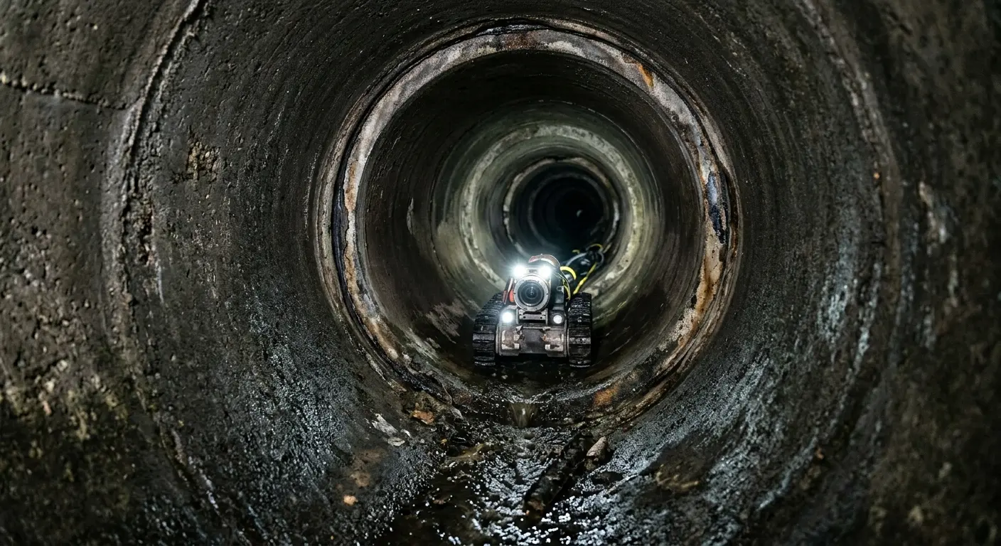 Robotic sewer camera inspecting pipe interior for Drain Snake Service in Hazelwood